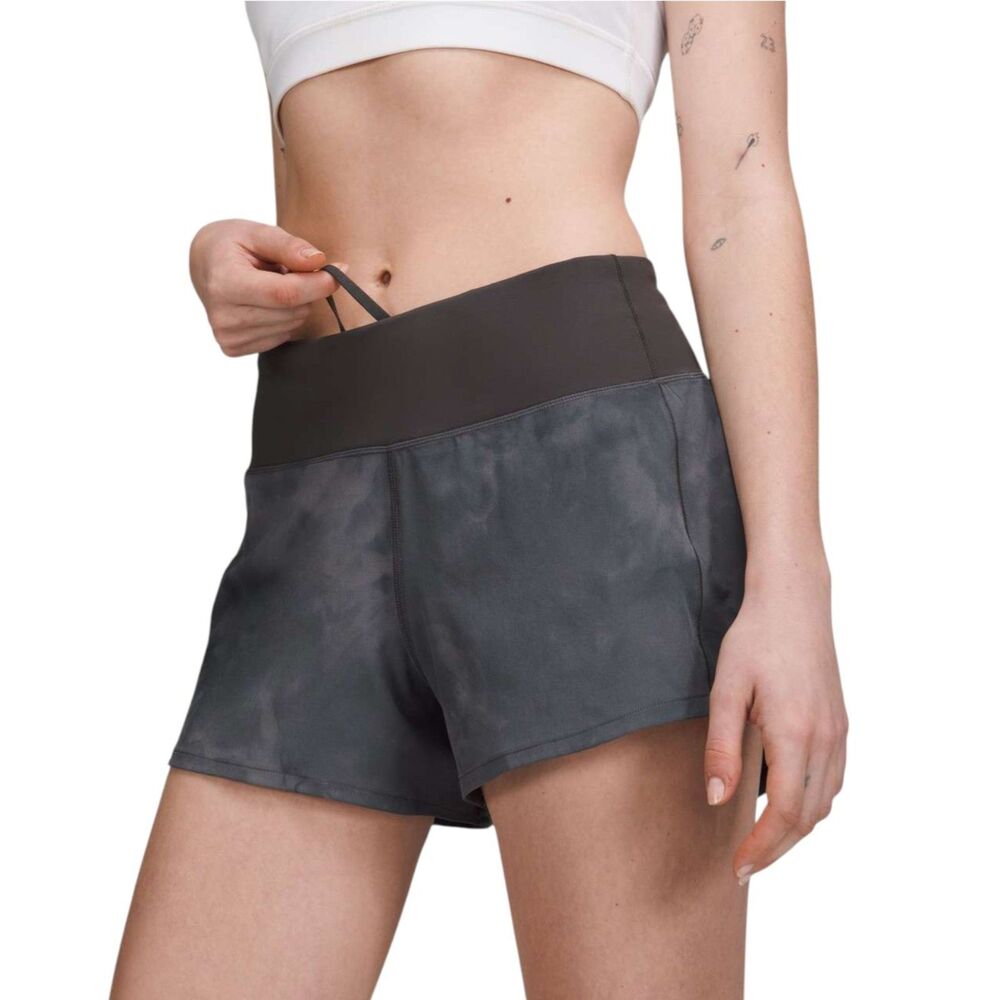 Lululemon Speed Up Mid-Rise Lined Short 4" Diamond Dye Graphite Grey